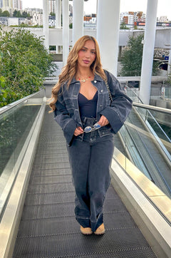 Veste en jeans loose LÉNA (gris foncé)