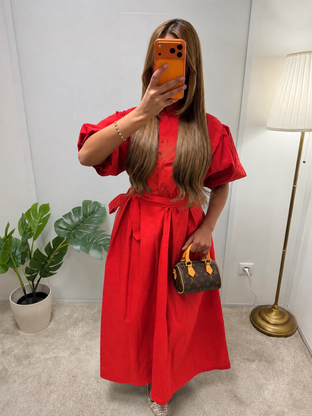 Robe chemise longue manches bouffantes CILIA