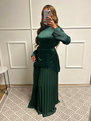 Robe doublure jupe plissé ceintré Enna 10805