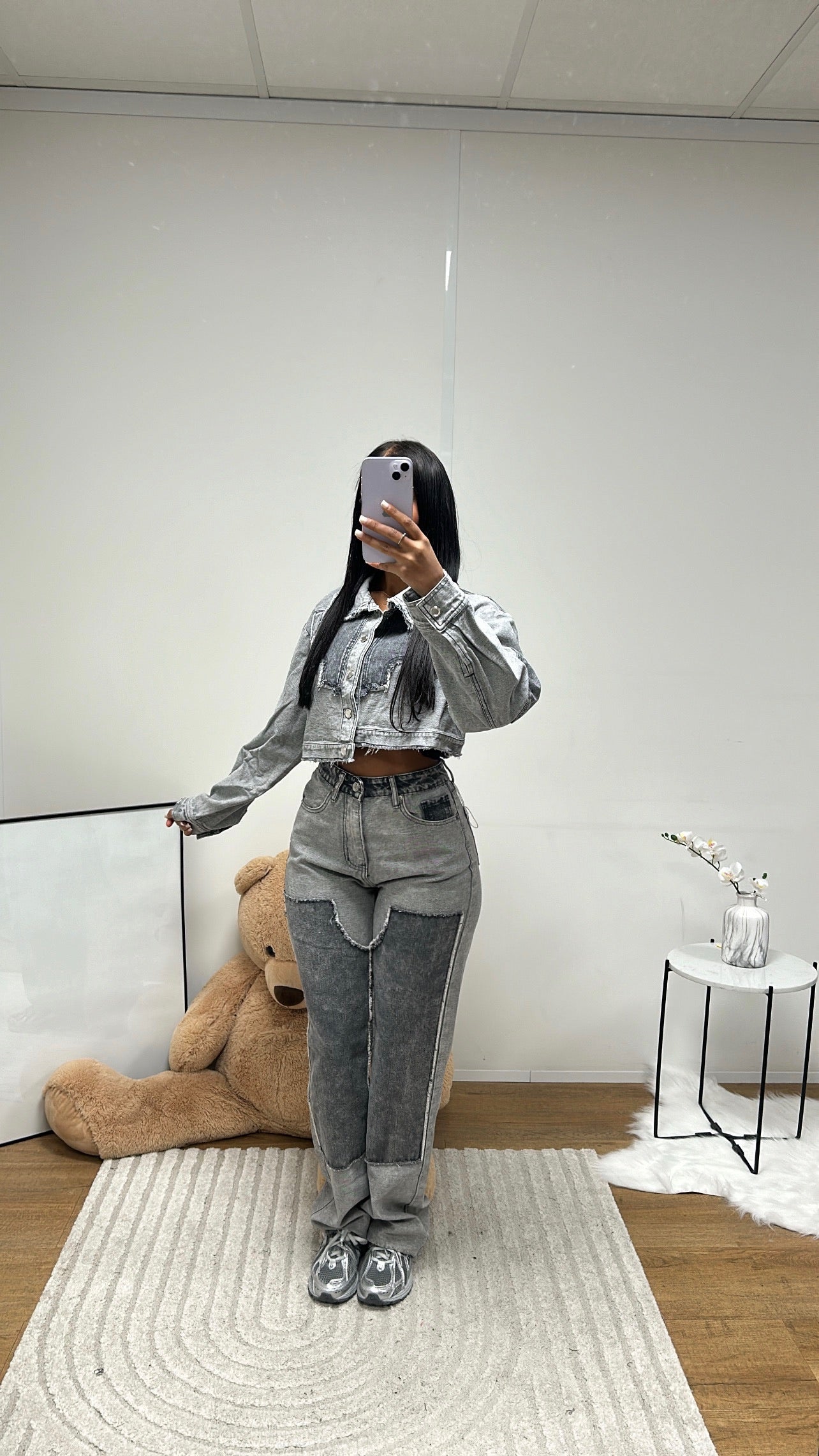 Jeans à empiècement Samira (Gris) A982