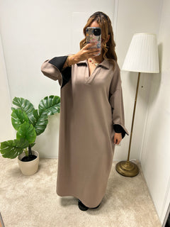 Robe pull aux manche retroussé bi color IMANE
