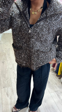 Cardigan zippé en maille côtelée NAYIA