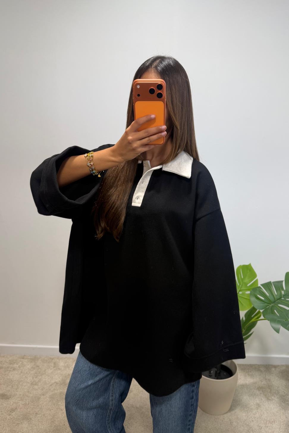 Sweat Oversize à Col Polo LÉONIE