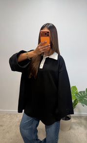 Sweat Oversize à Col Polo LÉONIE
