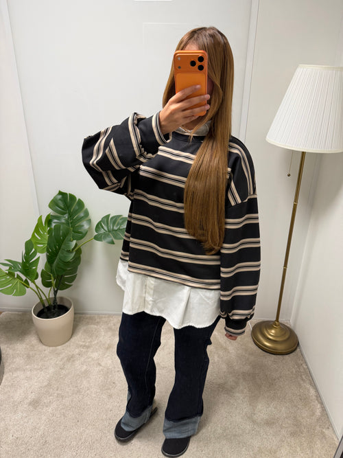 Pull marinière ELLA + chemisier blanc