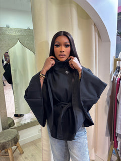 Veste Léa Cape boutonnée col montant noir