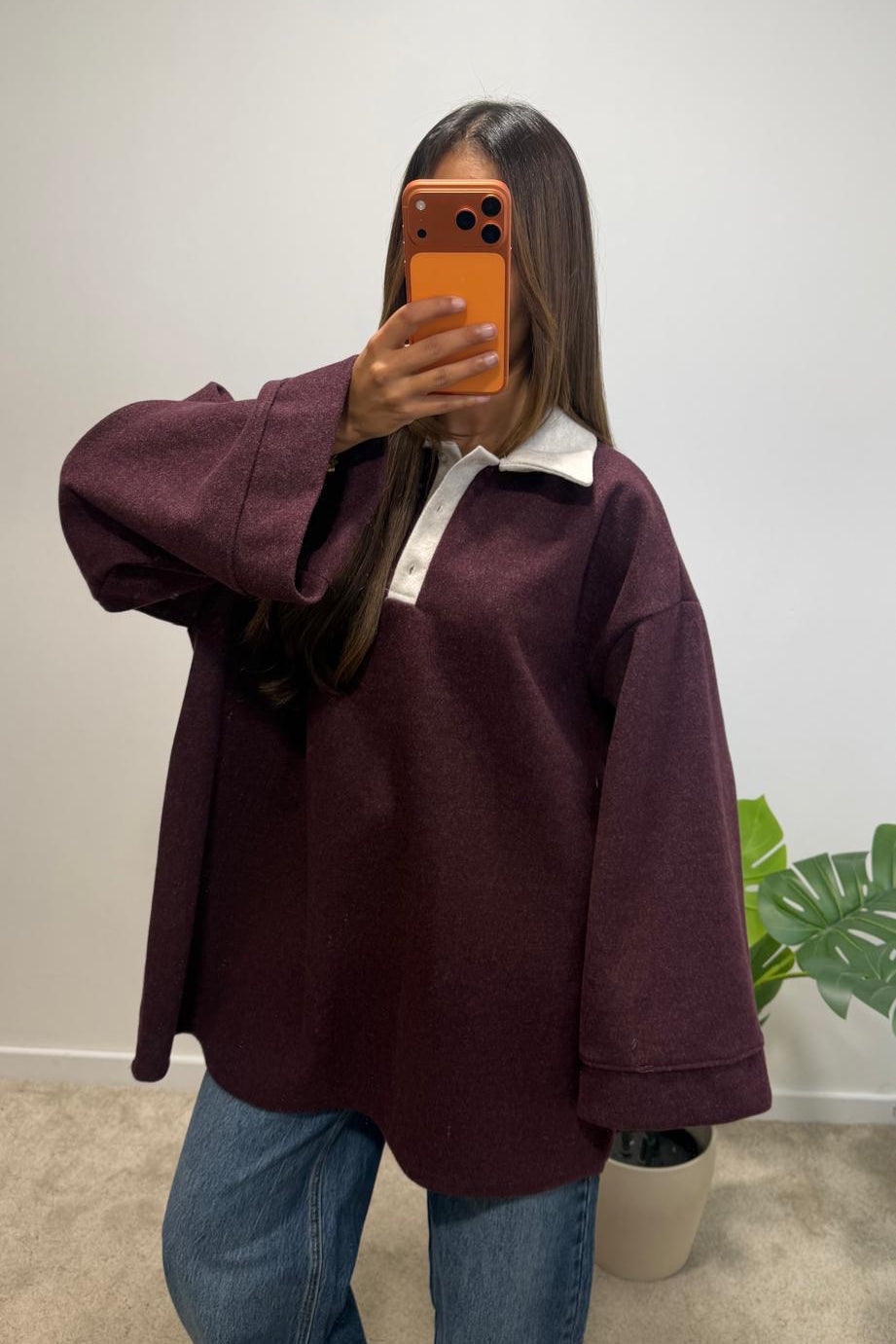 Sweat Oversize à Col Polo LÉONIE