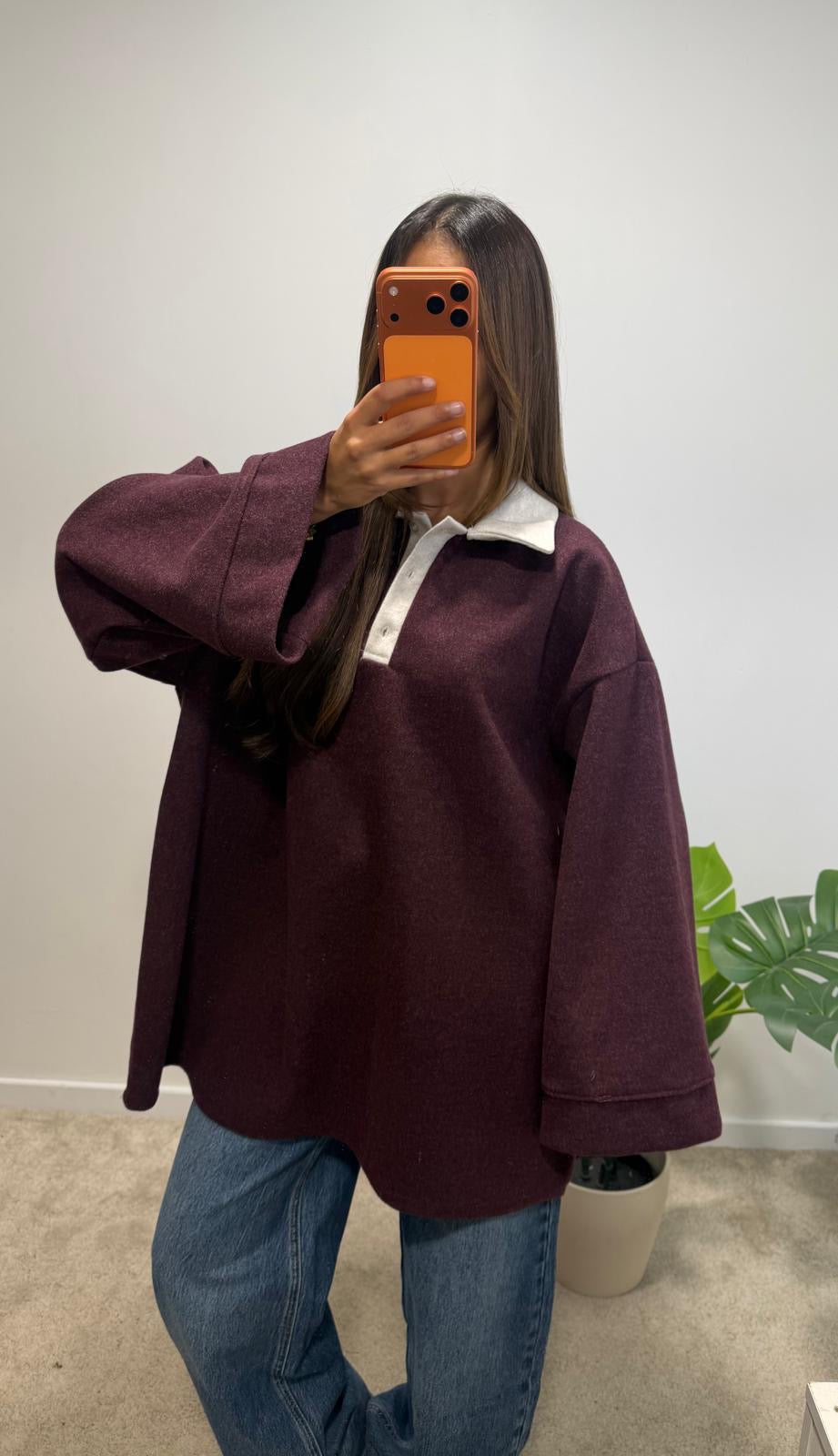 Sweat Oversize à Col Polo LÉONIE
