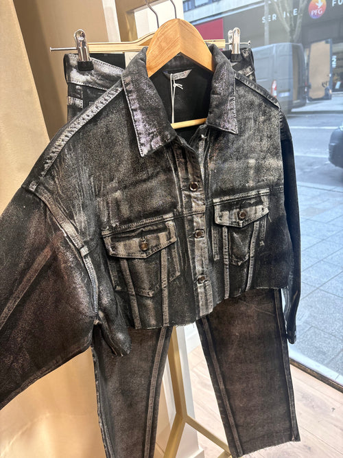 Veste en jean courte Metallica noir