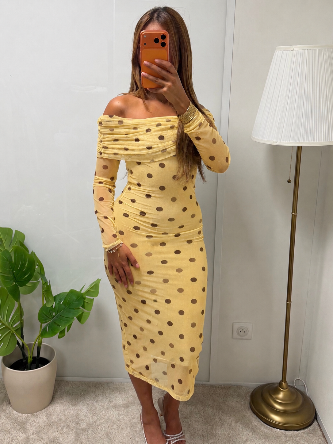 Robe SAFAH imprimé a pois col bateau