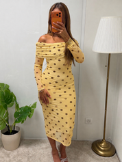 Robe SAFAH imprimé a pois col bateau