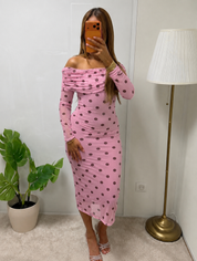 Robe SAFAH imprimé a pois col bateau