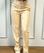 Pantalon SABRINA en cuir beige